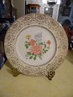 Salem China Carolyn service charger floral center white rim with gold