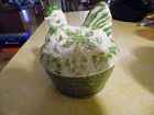 Vintage Lorrie Designs ceramic hand painted hen on a nest dish