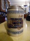 GOEBEL Merkelbach Salzglasur Germany beer stein with 1920 trolly car