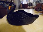 Vintage 1940's L.E.Smith black glass swan (amethyst)