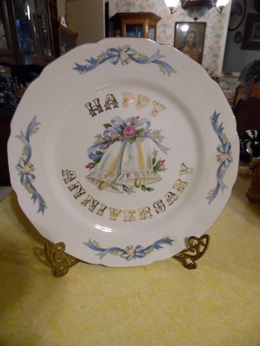 Lefton Happy Anniversary plate 5509 gold trim