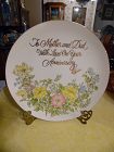 Happy Anniversary Mother and Dad plate flower garden and butterflies