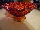 Vintage LE Smith amberina Moon and Stars footed bowl 7.5"