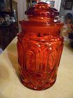 Beautiful vintage Red Amberina LE Smith Moon and Stars Sugar Canister