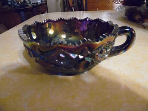 Vintage L.E. Smith Quintec Nappy Bowl Carnival Glass With Handle
