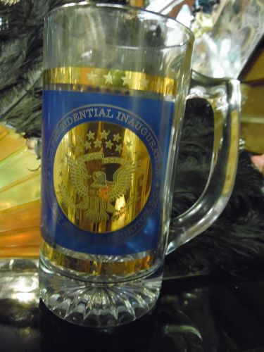 Crystal Bill Clinton Al Gore 1997  Inagural mug shiny Gold and blue