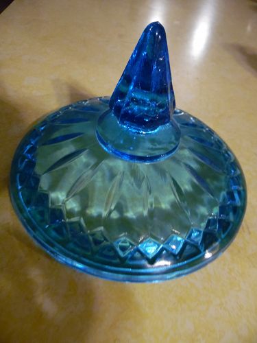 Indiana Princess turquoise blue powder jar candy dish lid