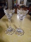 Pair of beautiful lead crystal tulip candle holders