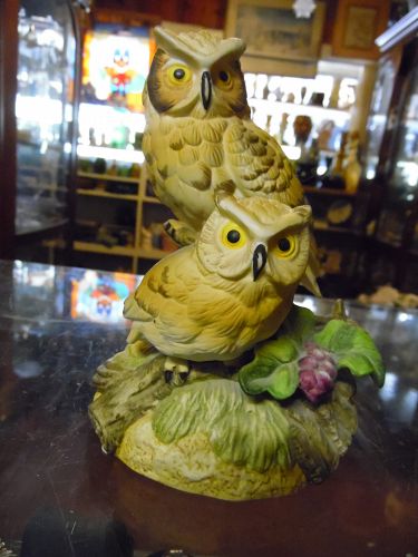 Vintage Gorham Gift World Owls Musical Figurine Music Box
