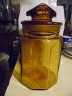 Vintage LE Smith amber paneled glass canister 9.5"