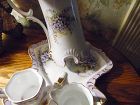 Beautiful Limoges China Violets chocolate pitcher creamer tray and cup