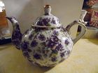 Lovely Chintz Purple Pansies Porcelain teapot