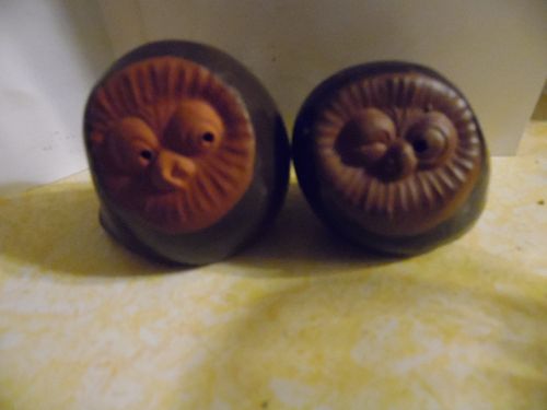 Vintage 70's red clay owls salt and pepper shakers