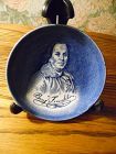 Enoch Wedgwood Benjamin Franklin China Coaster 4 1/8" blue and white
