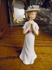Enesco Victorian lady bisque figurine white dress clapping hands 1980