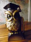 Adorable  ceramic wise owl thermometer wearing graduation cap
