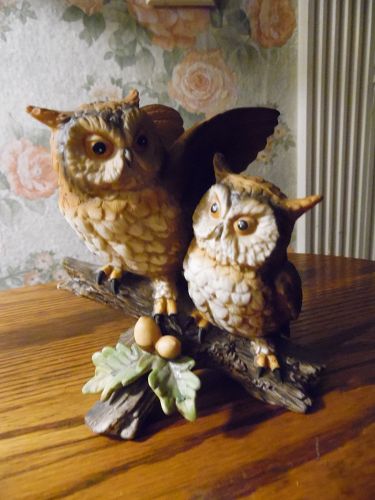 Home Interiors Homco Couple Owls on oak limb 1404 Figurine