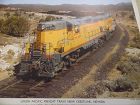 Union Pacific Freight Train near Crestline Nevada color print late 50s