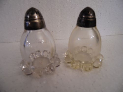 Imperial Candlewick salt and pepper shakers silver plated tops