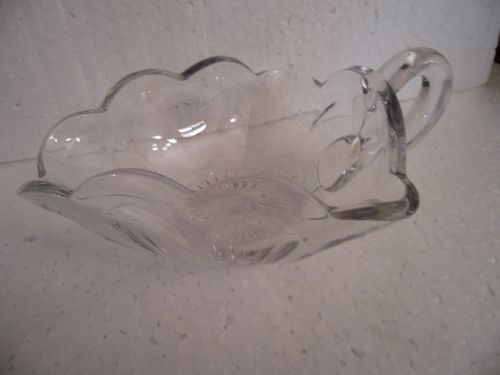 Heisey Clear Colonial Panel Handled Nappy  Relish Jelly Candy signed