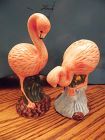 Pink flamingo  ceramic salt and pepper shakers