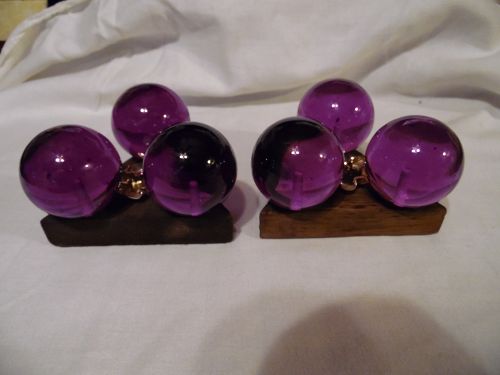 Vintage lucite resin purple balls candle stick holder pair