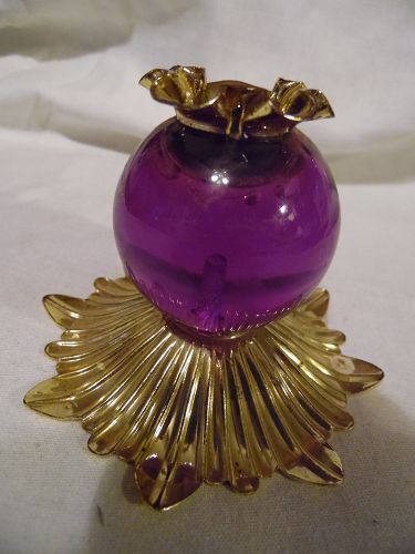 Vintage lucite resin amber ball candle stick holder