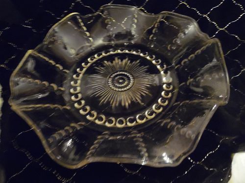 Old Vintage Columbia Clear Federal Depression Glass 10" Ruffled Bowl
