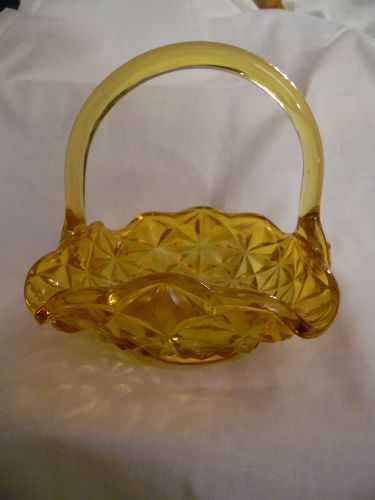 Indiana  Monticello honey amber yellow glass basket