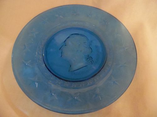 Wheaton commemorative George Washington blue glass plate