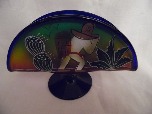 Hand painted blown glass taco napkin holder Puerto Vallarta