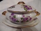 Vintage Japan childs oval tureen or jelly server violets decoration