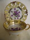 Vintage Royal Sealy Japan Fancy yellow with violets teacup and saucer