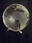 World globe crystal with frost glass paperweight with brass stand
