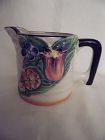 Vintage Creamer Tan/Black Rim Floral Tulip Made In Japan