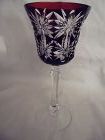 Kusaks Cut Glass Works Butterfly Ruby cut to clear crystal goblet