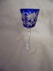 Kusaks Cut Glass Works Butterfly Cobalt cut to clear crystal cordial