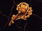 Lovely gold tone brooch pin with pearls and rhinestones