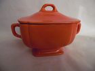 Homer Laughlin Riviera red orange sugar bowl with lid