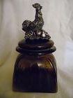 Bombay deep brown amber apothecary jar with rooster finial
