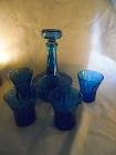 Turquoise glass decanter and glasses Belgium
