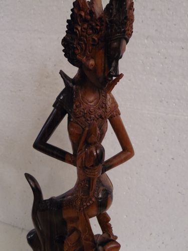 Thai mermaid Suvannamaccha carved wood figure statue