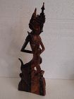 Thai mermaid Suvannamaccha carved wood figure statue