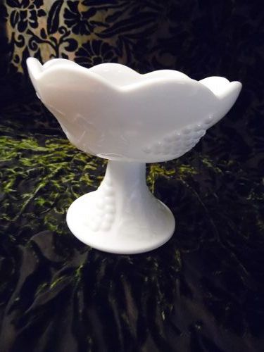 Vintage Colony Harvest Grape Milk Glass Candle Holders Indiana Glass