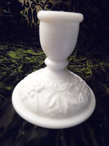 Imperial white milk glass grape and leaf candle holder