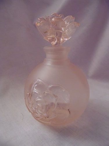 Vintage Silvestri Pink Satin Flower Rose Top Perfume Bottle