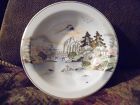 Hand painted Kutani dessert bowl KUT143 Fuji bridge birds trees lake