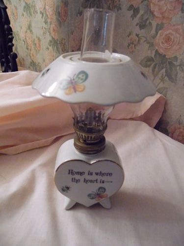 Vintage Kelvins Heart lamp with butterflies Home is where the heart is