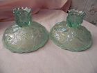 Fenton Water lily candleholders green French opalescent