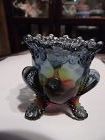 Degenhart or Boyds forget me not toothpick holder teal and brown